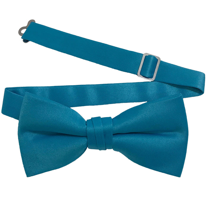 Men's Turquoise Solid Satin Pre-Tied Bow Tie - Upscale Men's Fashion