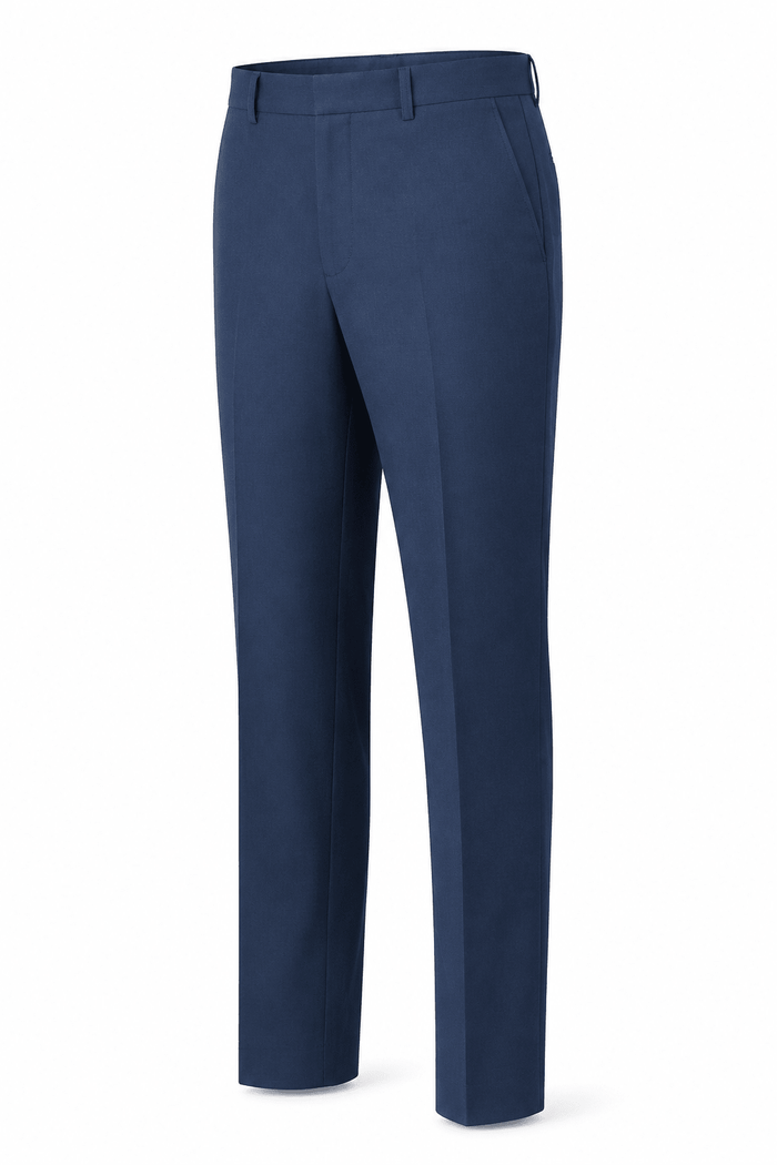 Men's Twilight Blue Modern Fit Pre-Hemmed Dress Pants - Upscale Men's Fashion