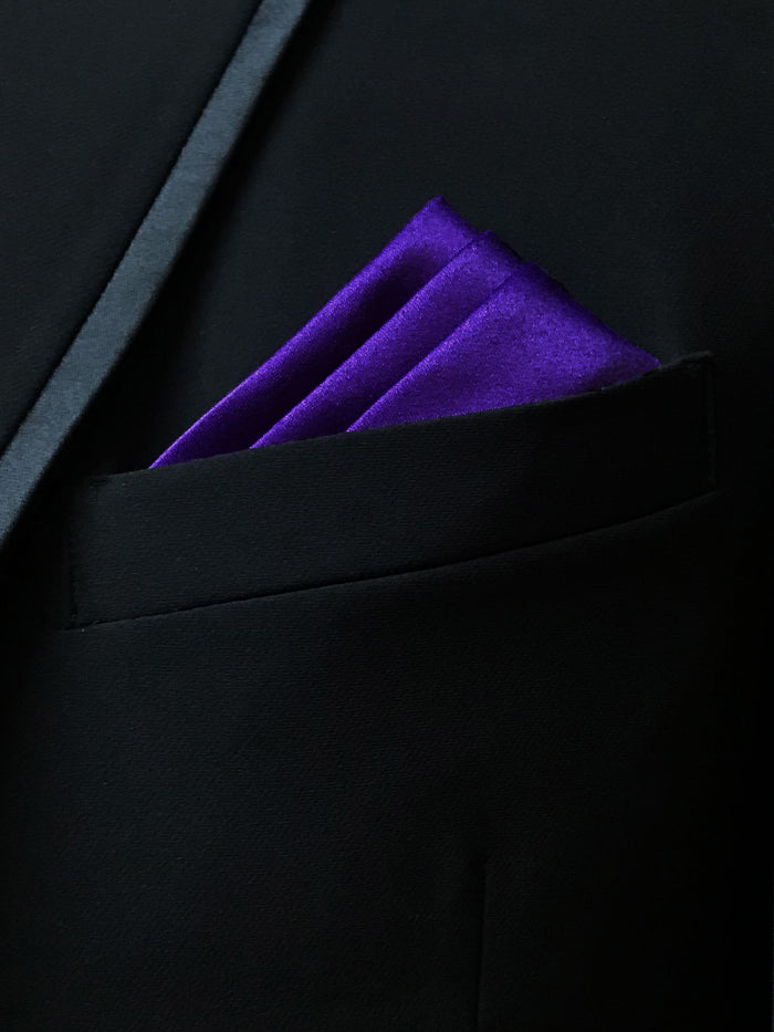Men's Violet Solid Satin Pocket Square - Upscale Men's Fashion
