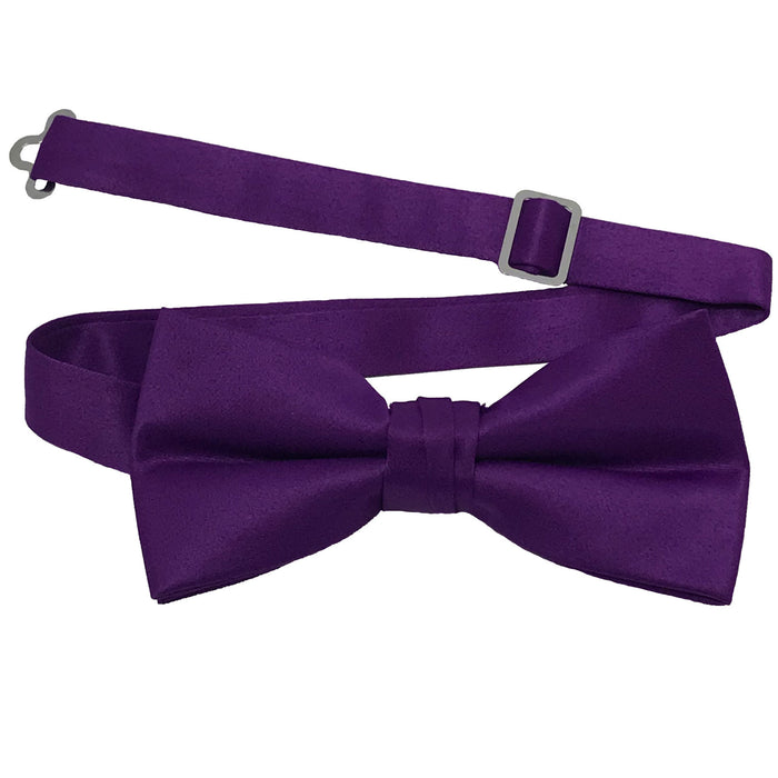Men's Violet Solid Satin Pre-Tied Bow Tie - Upscale Men's Fashion