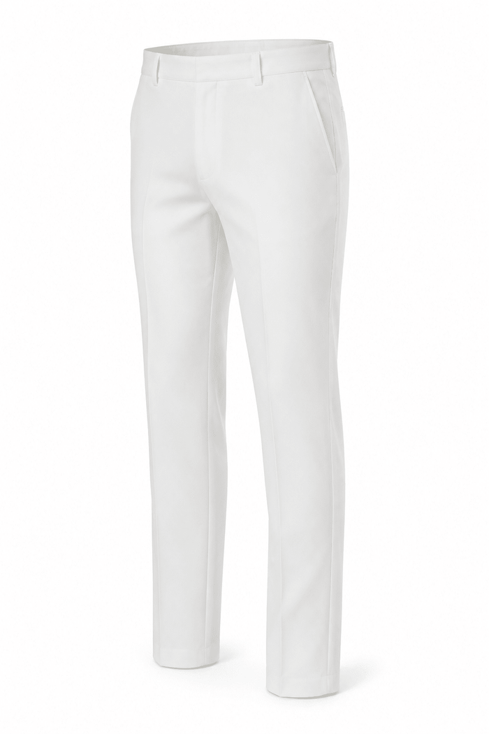 Men's White Modern Fit Pre-Hemmed Dress Pants - Upscale Men's Fashion