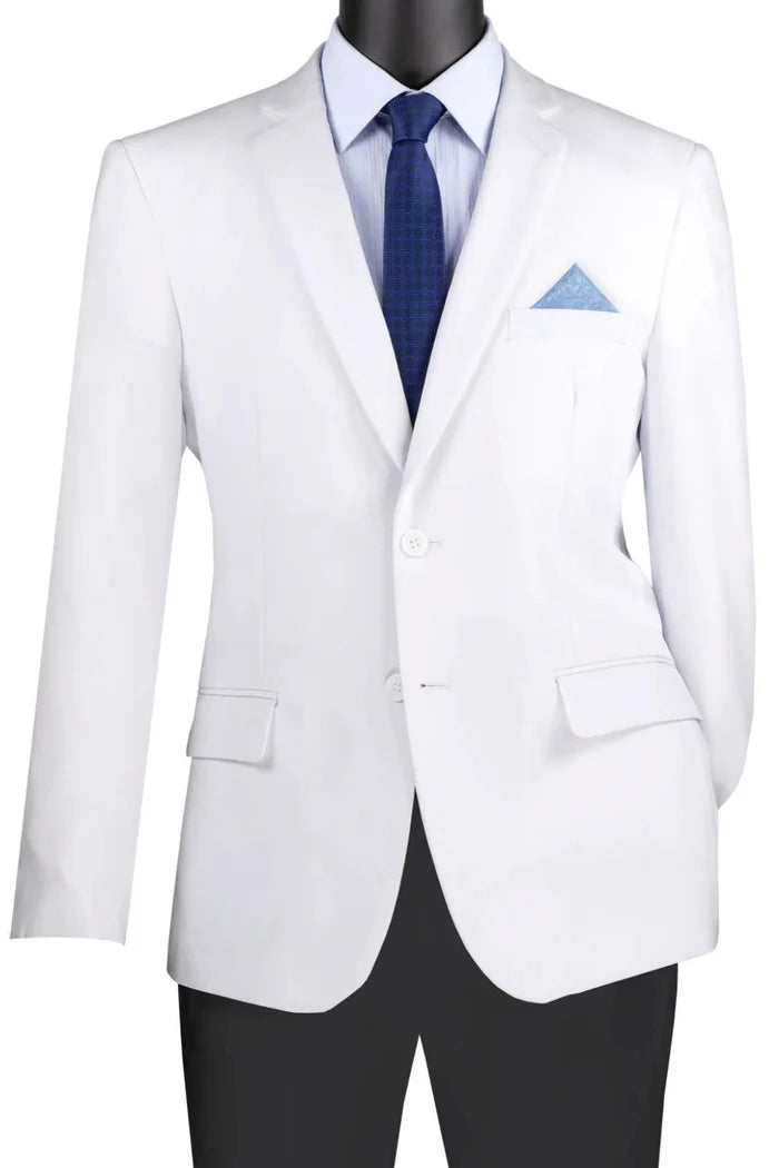 Men’s White Regular Fit Blazer – Timeless Single-Breasted Design - Upscale Men's Fashion