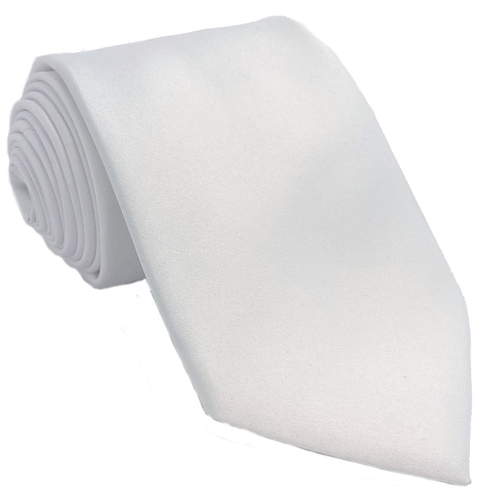 Men's White Satin Self-Tie Necktie - Upscale Men's Fashion