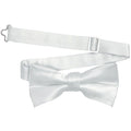 Men's White Solid Satin Pre-Tied Bow Tie - Upscale Men's Fashion