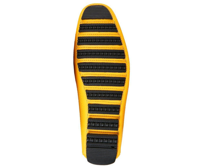 Men's Yellow Perforated Smooth Driving Moccasin/Loafers Shoes - Upscale Men's Fashion