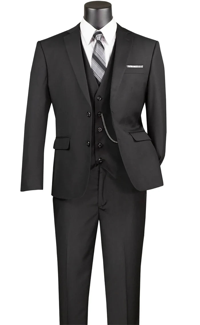 Metropolitan Collection – Black Slim Fit 3-Piece Suit - Upscale Men's Fashion