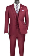 Metropolitan Collection – Burgundy Slim Fit 3-Piece Suit - Upscale Men's Fashion