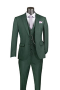 Metropolitan Collection – Hunter Green Slim Fit 3-Piece Suit - Upscale Men's Fashion