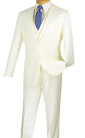 Metropolitan Collection – Ivory Slim Fit 3-Piece Suit - Upscale Men's Fashion