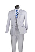 Metropolitan Collection – Light Grey Slim Fit 3-Piece Suit - Upscale Men's Fashion