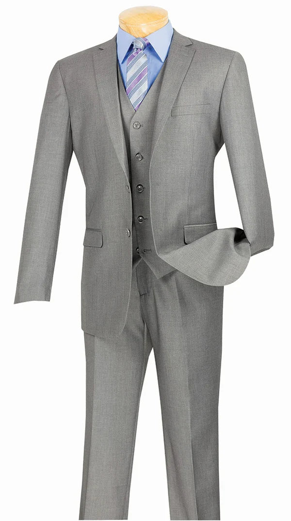 Metropolitan Collection – Medium Grey Slim Fit 3-Piece Suit - Upscale Men's Fashion