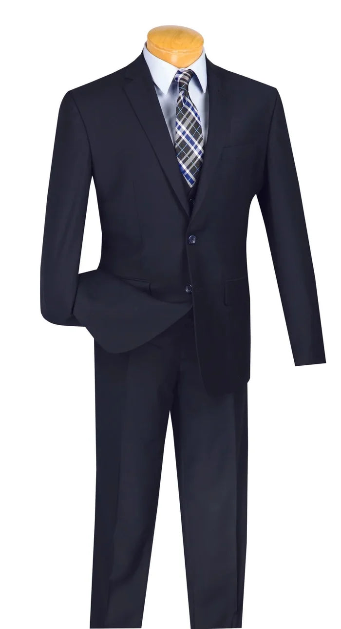 Metropolitan Collection – Navy Slim Fit 3-Piece Suit - Upscale Men's Fashion
