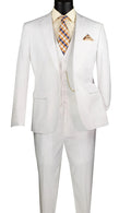 Metropolitan Collection – White Slim Fit 3-Piece Suit - Upscale Men's Fashion