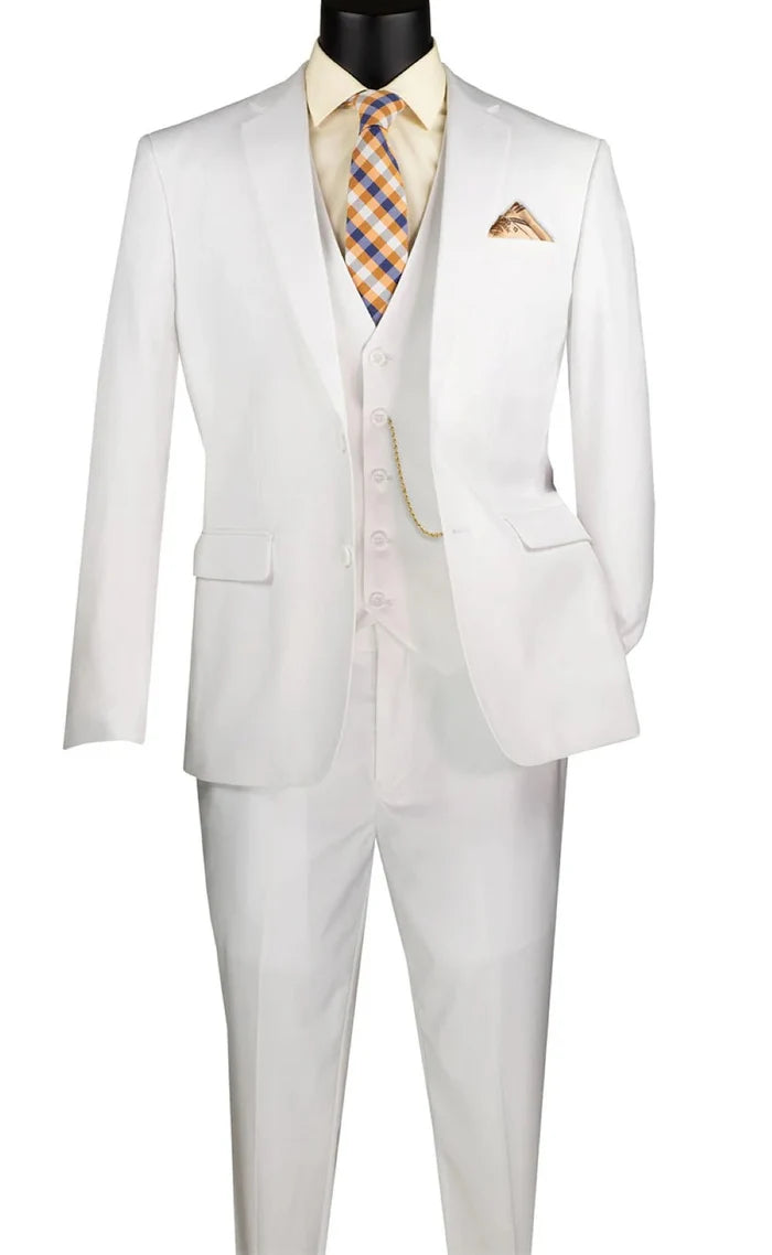 Metropolitan Collection – White Slim Fit 3-Piece Suit - Upscale Men's Fashion