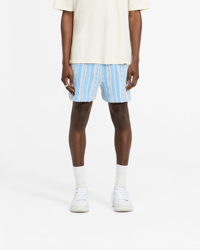 Mixed Knit Shorts - Royal Blue