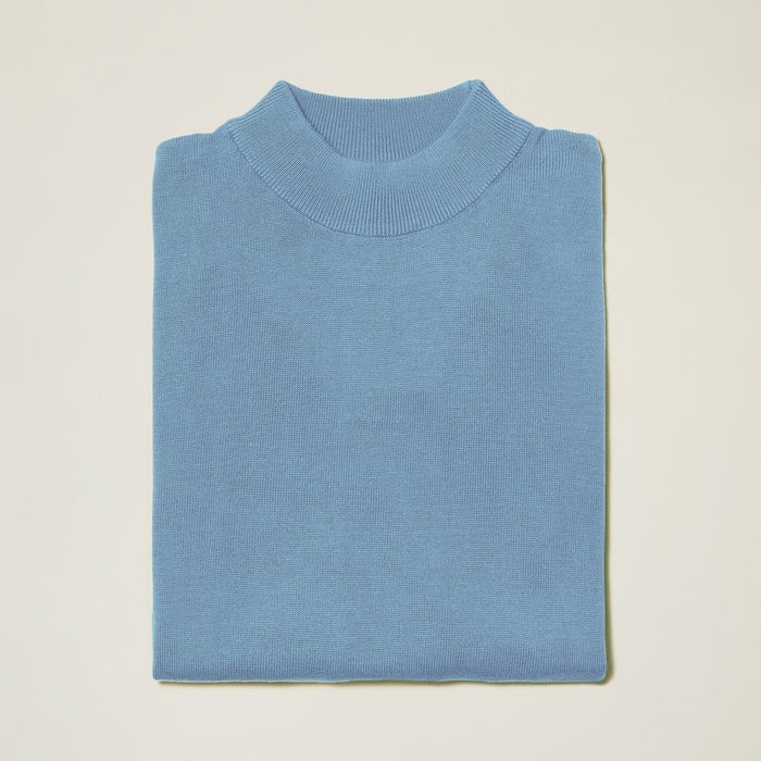 Mock Neck Sweater Color Mist Blue - Upscale Men's Fashion