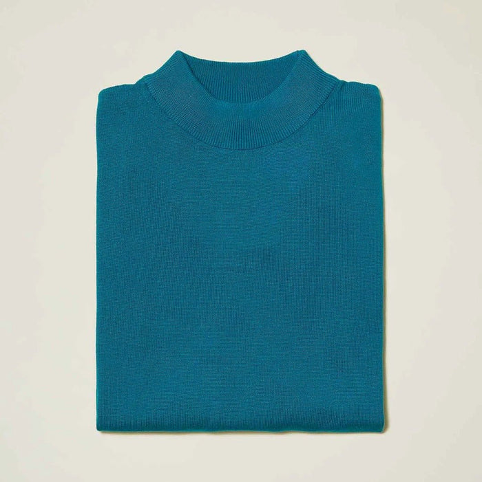 Mock Neck Sweater color Ocean Blue - Upscale Men's Fashion