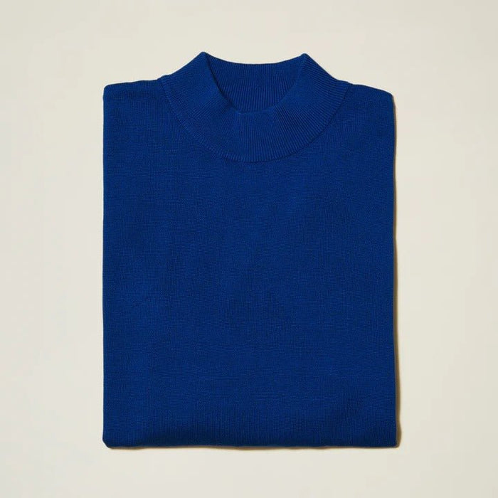 Mock Neck Sweater color River Blue - Upscale Men's Fashion