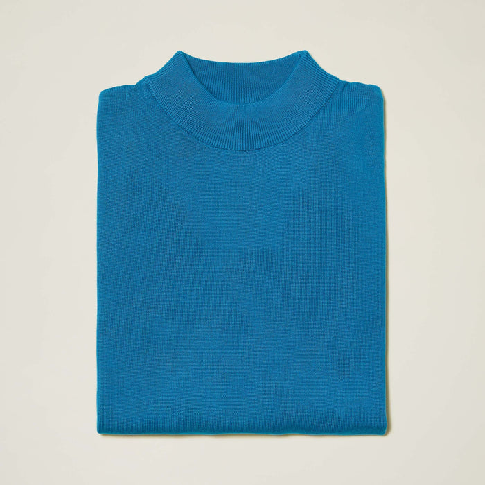 Mock Neck Sweater color True Blue - Upscale Men's Fashion
