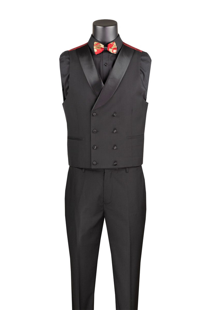 Modern Fit Red and Gold Jacquard 3-Piece Suit with Bow Tie-Aurelius Collection - Upscale Men's Fashion
