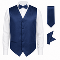 Navy Satin Tuxedo Vest Set - Upscale Men's Fashion