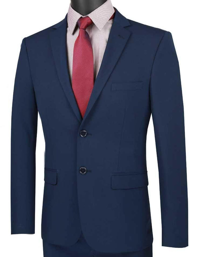 Navy Ultra Slim Fit Stretch 2-Piece Suit – Firenze Collection - Upscale Men's Fashion