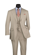 Oatmeal Textured Regular Fit 3-Piece Suit – Bellavere Collection - Upscale Men's Fashion