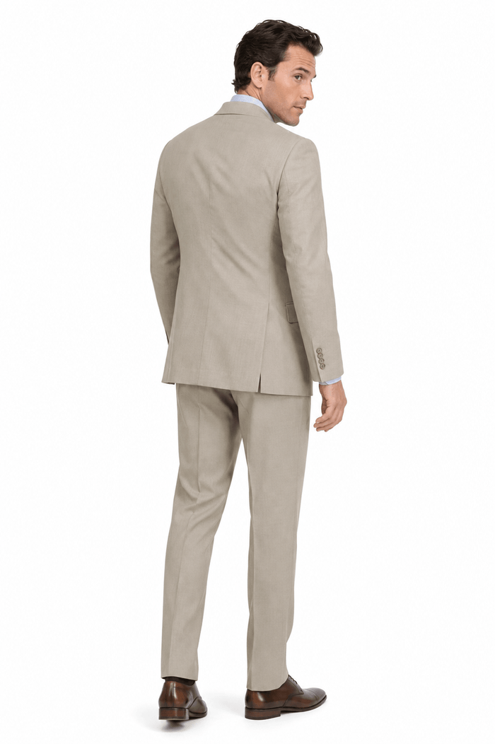 Oatmeal Textured Regular Fit 3-Piece Suit – Bellavere Collection - Upscale Men's Fashion
