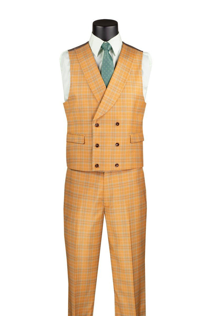 Orange Modern Fit Windowpane 3-Piece Suit – Montavero Collection - Upscale Men's Fashion