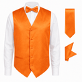Orange Satin Tuxedo Vest Set - Upscale Men's Fashion