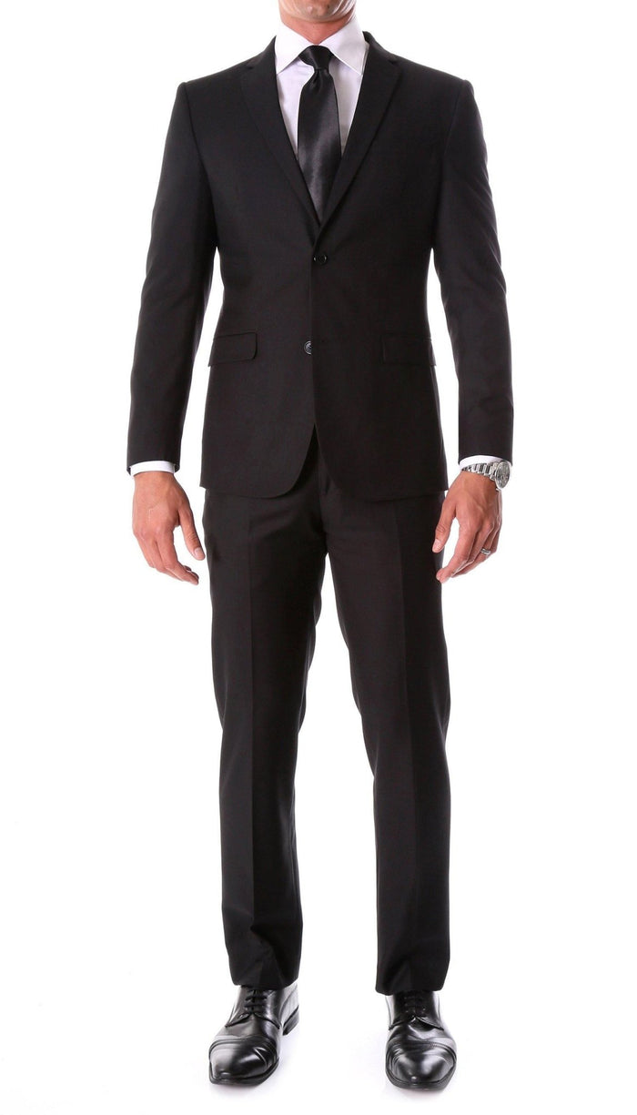 Oslo Collection - Slim Fit 2 Piece Suit Color Black - Upscale Men's Fashion