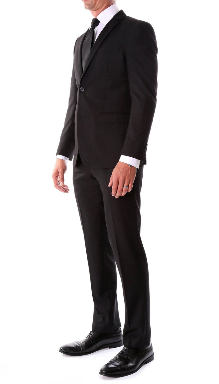 Oslo Collection - Slim Fit 2 Piece Suit Color Black - Upscale Men's Fashion