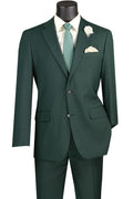 Oslo Collection - Slim Fit 2 Piece Suit Color Hunter Green - Upscale Men's Fashion