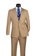 Oslo Collection - Slim Fit 2 Piece Suit Color Light Beige - Upscale Men's Fashion