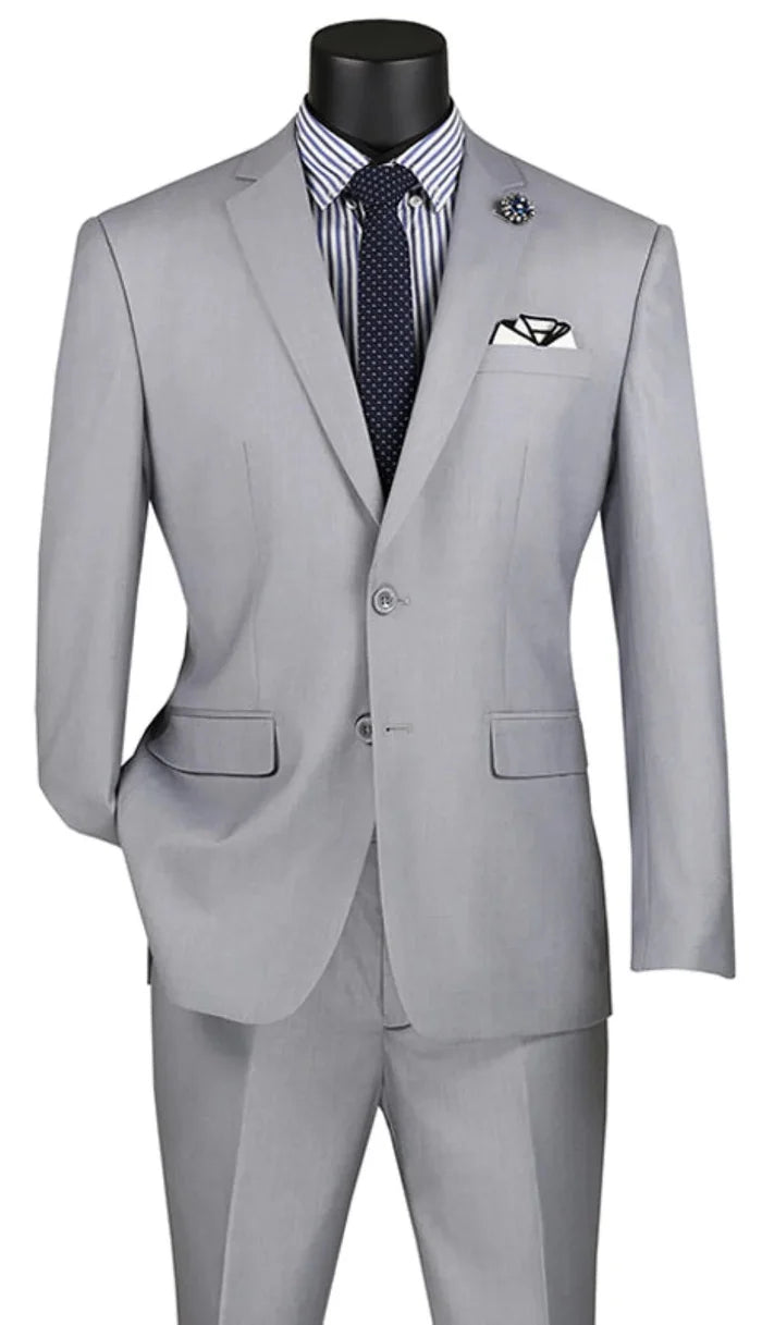 Oslo Collection - Slim Fit 2 Piece Suit Color Light Grey - Upscale Men's Fashion