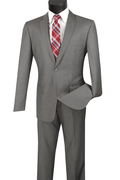 Oslo Collection - Slim Fit 2 Piece Suit Color Medium Grey - Upscale Men's Fashion