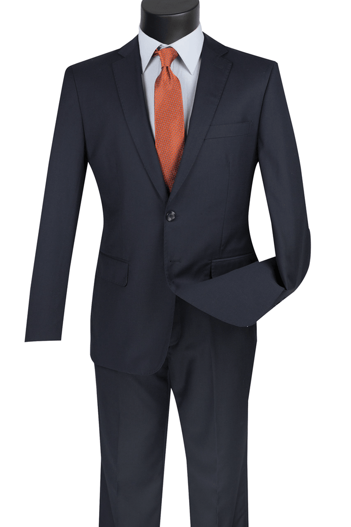 Oslo Collection - Slim Fit 2 Piece Suit Color Navy - Upscale Men's Fashion