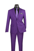 Oslo Collection - Slim Fit 2 Piece Suit Color Purple - Upscale Men's Fashion