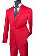 Oslo Collection - Slim Fit 2 Piece Suit Color Red - Upscale Men's Fashion
