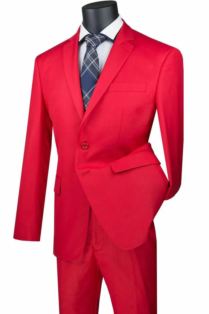 Oslo Collection - Slim Fit 2 Piece Suit Color Red - Upscale Men's Fashion