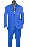 Oslo Collection - Slim Fit 2 Piece Suit Color Royal Blue - Upscale Men's Fashion