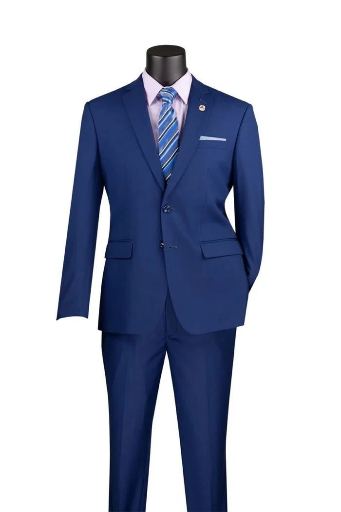 Oslo Collection - Slim Fit 2 Piece Suit Color Twilight Blue - Upscale Men's Fashion