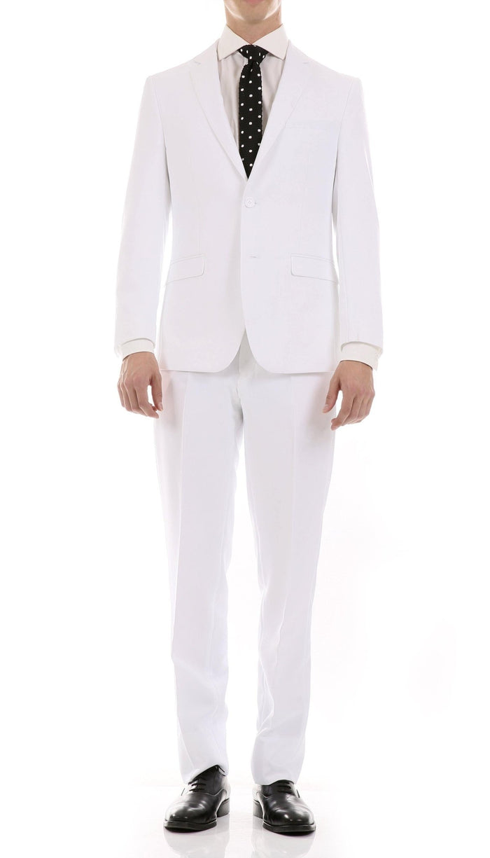 Oslo Collection - Slim Fit 2 Piece Suit Color White - Upscale Men's Fashion