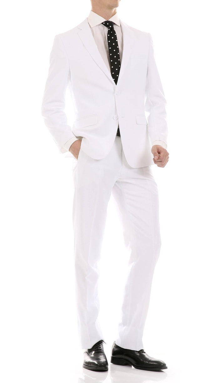 Oslo Collection - Slim Fit 2 Piece Suit Color White - Upscale Men's Fashion