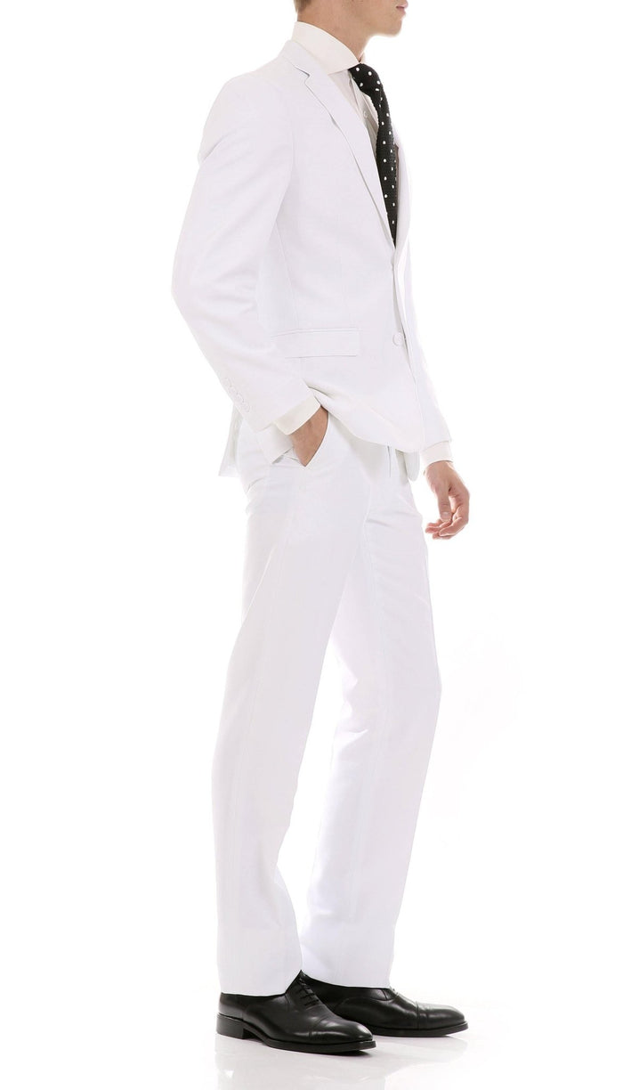 Oslo Collection - Slim Fit 2 Piece Suit Color White - Upscale Men's Fashion