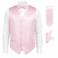 Pink Satin Tuxedo Vest Set - Upscale Men's Fashion