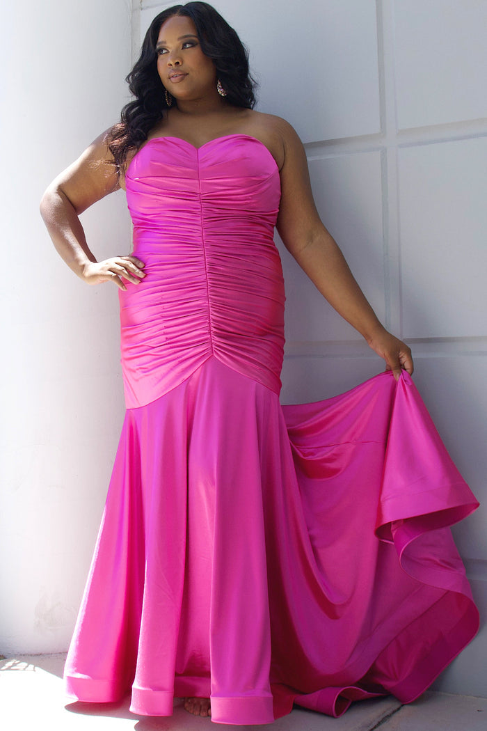 Plus Size Go For It Pink Mermaid Formal Evening Dress