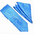Powder Blue Paisley Tie and Hanky Set - Upscale Men's Fashion
