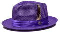 Purple Fedora Braided Straw Hat - Upscale Men's Fashion