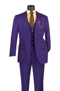 Purple Pinstripe Regular Fit 3-Piece Suit – Regalia Collection - Upscale Men's Fashion